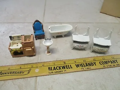 VTG Lot Mattel 1980 The Littles Diecast Dollhouse Furniture Bathtub Stove Chair • $9.95