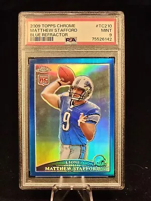 2009 Topps Chrome Matthew Stafford Rookie Blue Refractor PSA 9 Lions Rams • $170