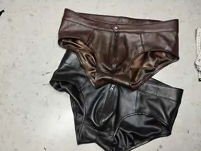 Men's Sheepskin Leather Briefs Real Soft Leather Jockstrap Thong Underwear • $155