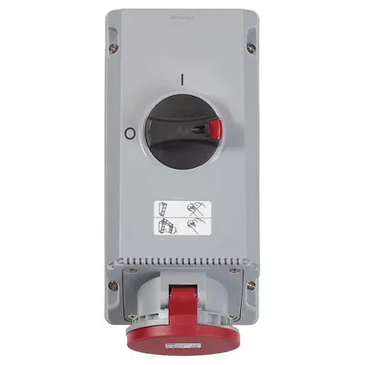 £150 • Buy MK K73643RED Commando Angled Switch Socket Outlet Interlocked 3P+N+E 63A 415V