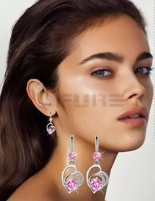 £4.99 • Buy Diamond Filled 925 Sterling Silver Plated CZ Love Heart Chandelier Drop Earrings