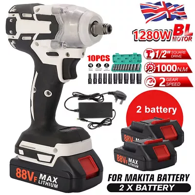 View Details 1000Nm 1/2  Cordless Electric Impact Wrench Drill Gun Ratchet Driver + 2xBattery • 34.99£