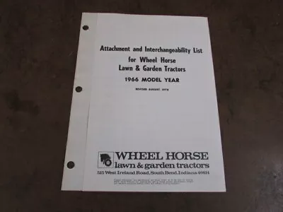 Wheel Horse Mower 1966 Tractor Garden Attachment Interchangability List • £5.89