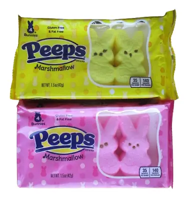 3 - Peeps Marshmallow 4-Bunnies Easter Candy Pack Gluten & Fat Free 1.5oz 42g • $5.62