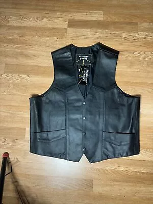 Highway Hawks Men's Black Sleeveless Leather Motorcycle Vest Size 3XL • $29.95