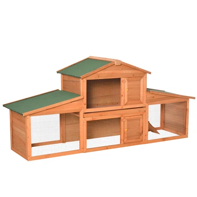 £124.99 • Buy PawHut Deluxe Fir Wood Rabbit Hutch 2-Tier Metal Guinea Pig Small Animal House