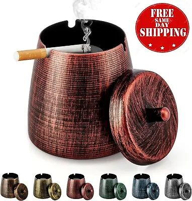 Ashtray For Cigarettes Outdoor Outdoor Ashtray With Lid For Cigarette Metal Od • $14.99