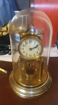 Antique GUSTAV BECKER German Torsion Anniversary Clock 400 Day Brass Dome • £46