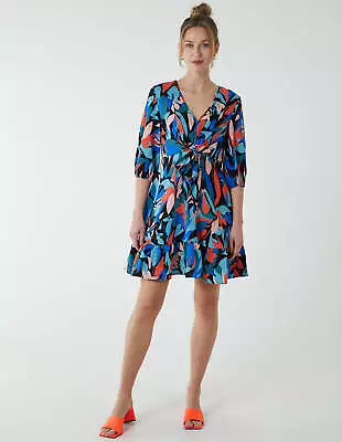 Blue Vanilla Womens MULTI Tie Front 3/4 Sleeve Dress  • £14