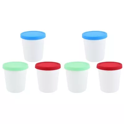  6 Pcs Freezing Ice Cream Bucket Holder Food Tubs With Lids Round Storage • £15.65