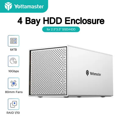 Yottamaster 4 Bay RAID Hard Drive Enclosure Type C USB3.0 For 2.5  3.5  SATA HDD • $176.69