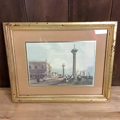 Venetian Scene Print Matted Framed Old World Venice Italy Turner Made Gold Frame • $65
