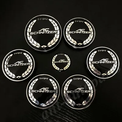 7pcs AC Schnitzer Hood Trunk Steering Wheel Center Cap Hub Emblem Badge Sticker • £16.45