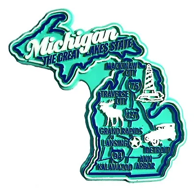 Michigan The Great Lakes State Premium Map Fridge Magnet • $6.99