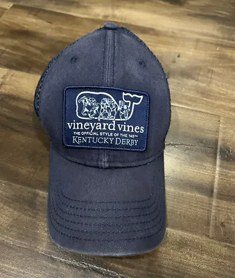 Vineyard Vines Kentucky Derby Trucker Mesh Navy Blue Hat • $10.95