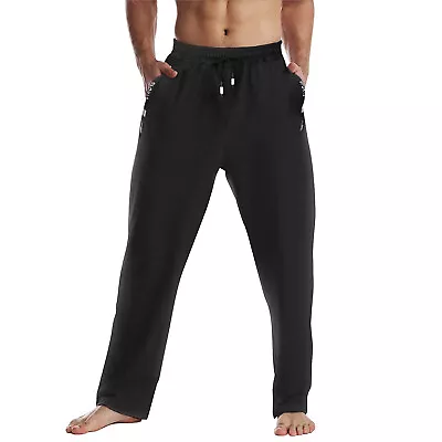 Men's Sweatpants Jogging Pants Casual Pants Pockets With Zipper Gym Pants Straig • $15.89