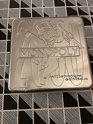 MONOPOLY Millennium 2000 Board Game Complete In Silver Metal Tin Box Compact • $0.50