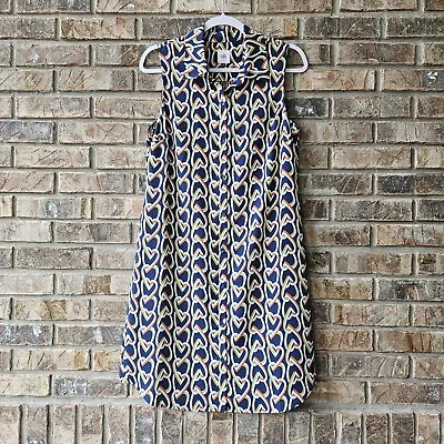 CAbi Women's Small Amour Shirt Dress Heart Print Button Front Navy #5370 • $20