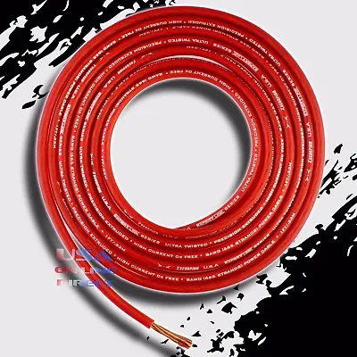 8ga. Gauge 20ft. OFC Copper AWG RED Power Ground Wire Audio Amplifier Cable USA • $25.99