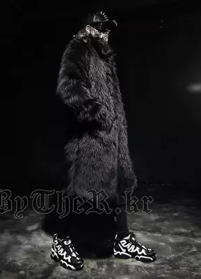 Men Faux Fur Gothic Splicing Warm Parka Fashion Snow Coat Long Windproof Outwear • $64