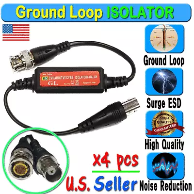 4pcs Coaxial Video Ground Loop Isolator Balun BNC Male To Female For CCTV Camera • $33.99