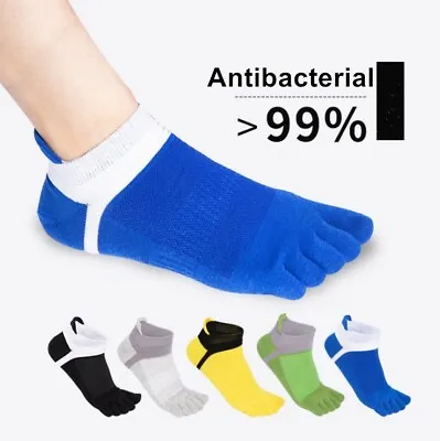 6Pack Men Cotton Toe Socks Five Finger Solid Sport Ankle Breathe Low Cut Classic • $14.99