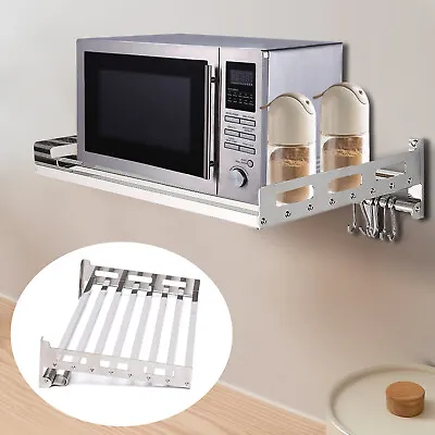 Kitchen Wall Mounted Microwave Rack SS304 Stainless Steel Microwave Oven Shelf • $39.90