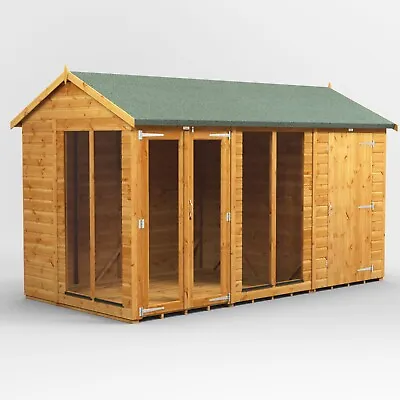Summer House | Power Apex Summerhouse Garden Shed Combi L Sizes 8x4 To 12x6 • £1264