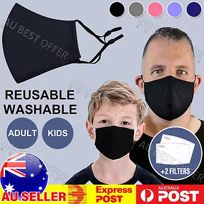 Adult / Kids Reusable Face Mask Adjustable Washable Fabric Cotton Protective AUS • $4.78