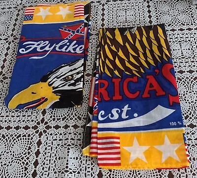 Two Patriotic Bandanas Eagle Design America Stars Stripes 22 In Square Brand New • $11.49