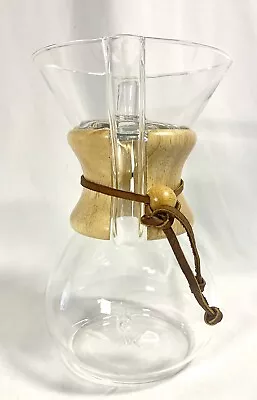 Vtg MCM Chemex Pyrex Glass Pour Over Coffee Maker /Wooden Collar Filters 8.25  • $55