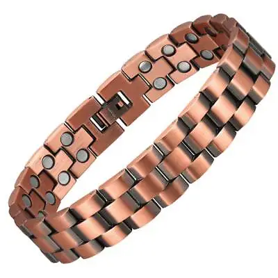 £25 • Buy Mens Pure Solid Copper Bracelet - Heavy Brickwork Copper Magnetic Therapy + Box