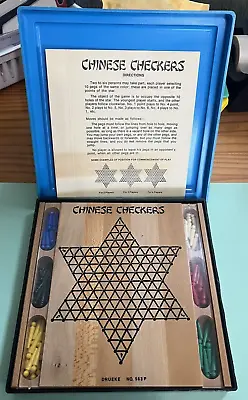 $9.50 • Buy Vintage Chinese Checkers WOOD Travel Set No. 563P Game In Plastic Case 8 X8  NR!