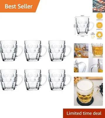 Large Glass Beer Mugs Set - 6 Pack - 19oz - Pub Drinking Mugs Stein Water Cups • $34.79