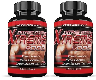 2 X Xtreme 5000 Extreme Arginine Nitric Oxide Glutamine Muscle Pump 60 Caps • $19.99