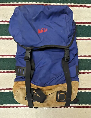 Vintage REI Nylon Backpack With Suede Bottom Retro Style • $35