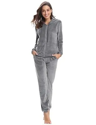 Aottori Velour Tracksuit Women Velvet Pajamas Set Ladies Zip Up Hoodie Joggers 2 • £28.81