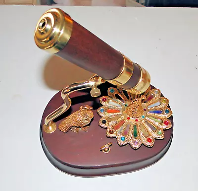 Large Peacock Kaleidoscope Music Box 1980's Vintage Brass & Wood Favorite Things • $50.25