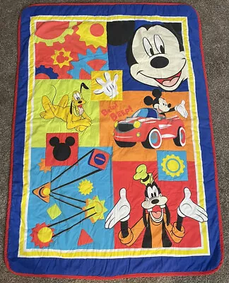 DISNEY Mickey Mouse Baby Quilt Crib Blanket 42 X 57 Reversible Comforter Goofy • $49.99