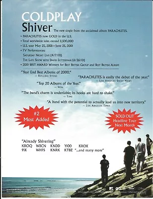 COLDPLAY Rare VINTAGE Shiver 2001 PROMO TRADE AD Poster For Parachutes CD MINT • $42.72