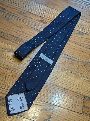 Bill Blass Essentials Deep Blue White Polka Dot 100% Silk Necktie • $6.99