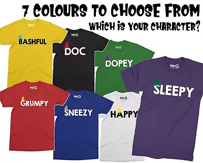 £9.99 • Buy Seven Dwarfs Funny World Book Day Costume T-shirt Matching Outfit Adult Kids Tee