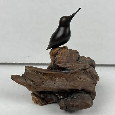$24.99 • Buy Vintage Carved Wood Bird On Burl Driftwood Base Mahogany Hummingbird Or Snipe
