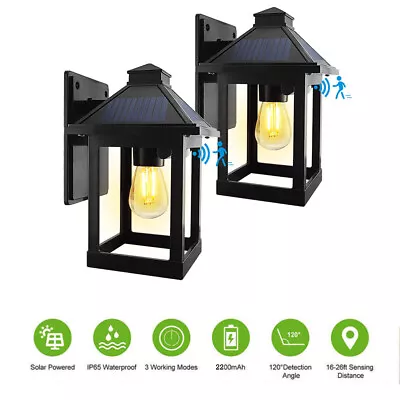 2 PACK Warm White Solar Wall Lights Motion Sensor Porch Lantern Lamp Outdoor  • $53.24