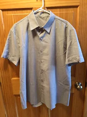 Amish Mennonite Hand Made Mens S/S Lt Gray 7-Button Shirt C50 EUC Plain Clothing • $14.99