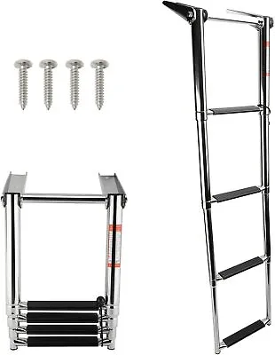 4 Step Telescoping Stainless Boat Ladders Extendable Pontoon Swim Deck Ladders • $71.99