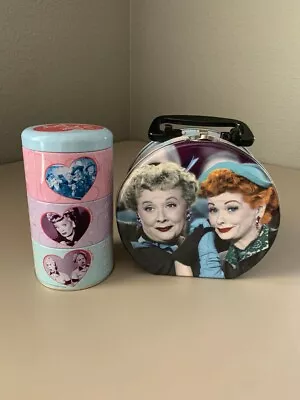 I Love Lucy Vintage Collectible Round Metal Tote Lunch Box Tin And Stacking Tin • $20