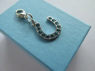 £4.99 • Buy Wedding Gift For The Bride Something Blue Lucky Crystal Horseshoe Charm - Boxed