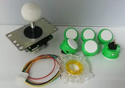 $38.60 • Buy Japan Sanwa Buttons Mix Green White X 6 & Joystick White GT-Y Wire Arcade Parts
