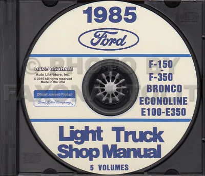 1985 Ford Truck Shop Manual 5 Book Set On CD F150 F250 F350 Bronco Van Service • $29.94